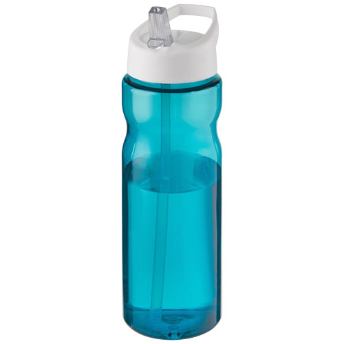 Bouteille de sport à couvercle 650ml personnalisée H2O Active® Base Bleu aqua et Blanc